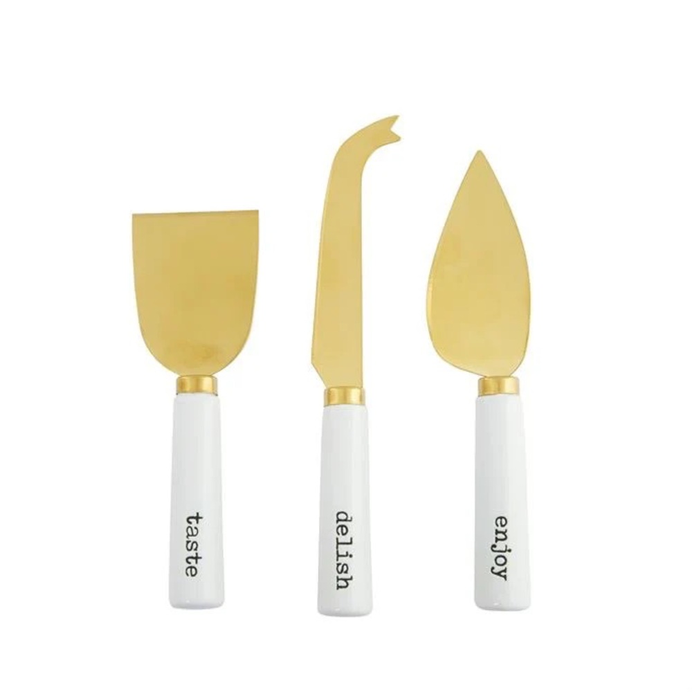 Mudpie Gold Ceramic Cheese Knife Set NEW
